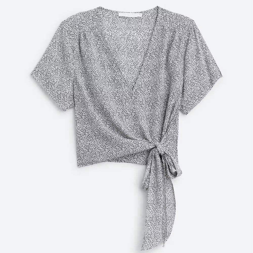 Lush Monochrome Wrap Blouse